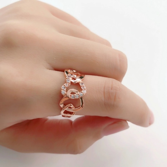 18K Rose Gold Eternity True Love Heart Ring - Picture 3 of 8